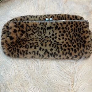 Leopard Print Furry Clutch Purse